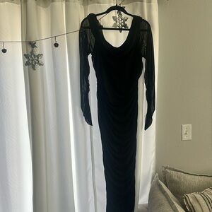 Long black mesh/ruffle dress